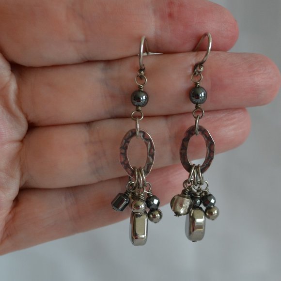 Silpada Hematite/Beaded Sterling Earrings - Picture 1 of 2